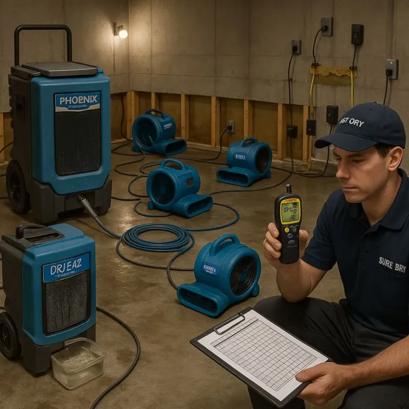 Structural Drying and Dehumidification process in Garden City, GA